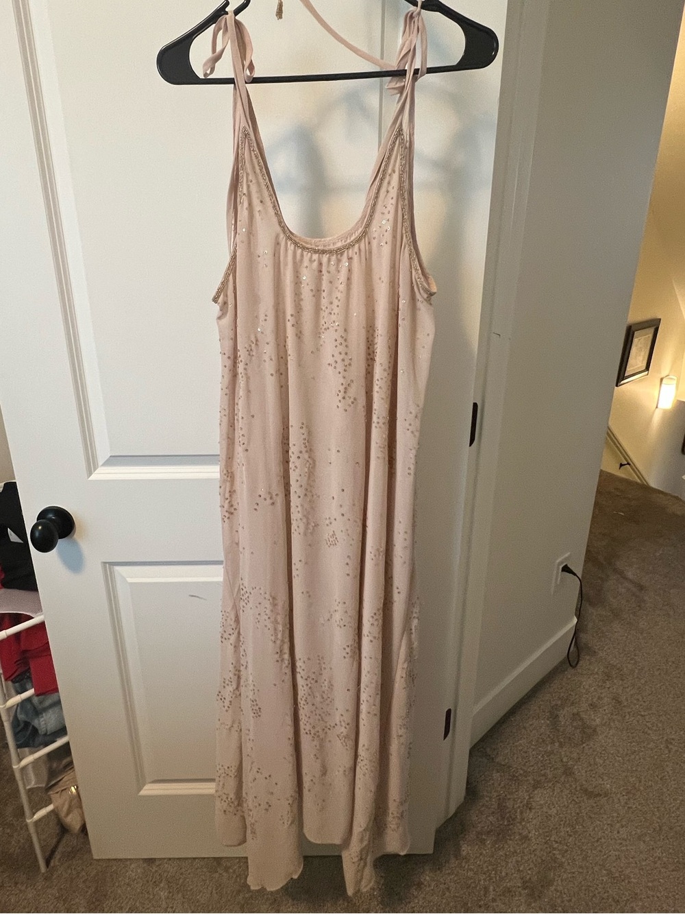 Free People Blush Pink Sequin Maxi Slip Dress
